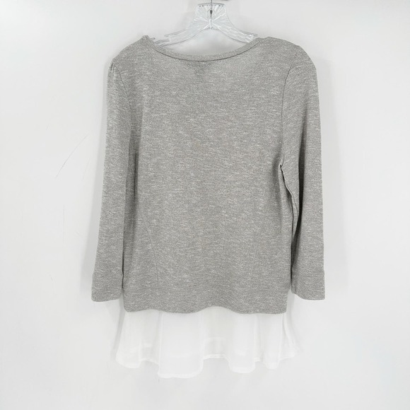 INC. International Concepts Gray Metallic Crew Neck Ruffle Hem Knit Top Medium - Picture 2 of 10